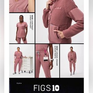 FIGS in MAUVE- Caterina 1 Pocket Scrub Top & Zamora Scrub Pant- Size Small Set